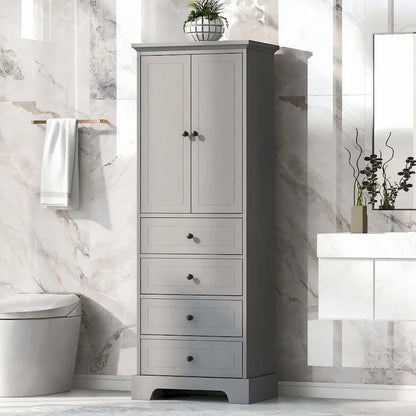 Storage Cabinet with 2 Doors and 4 Drawers