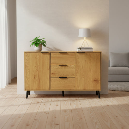 47.2 Wood Sideboard Buffet Cabinet with 3 Drawers & 2 Doors