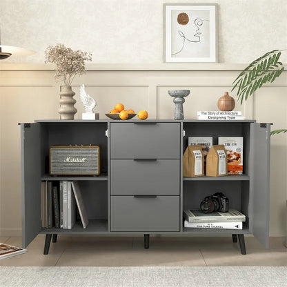 47.2 Wood Sideboard Buffet Cabinet with 3 Drawers & 2 Doors
