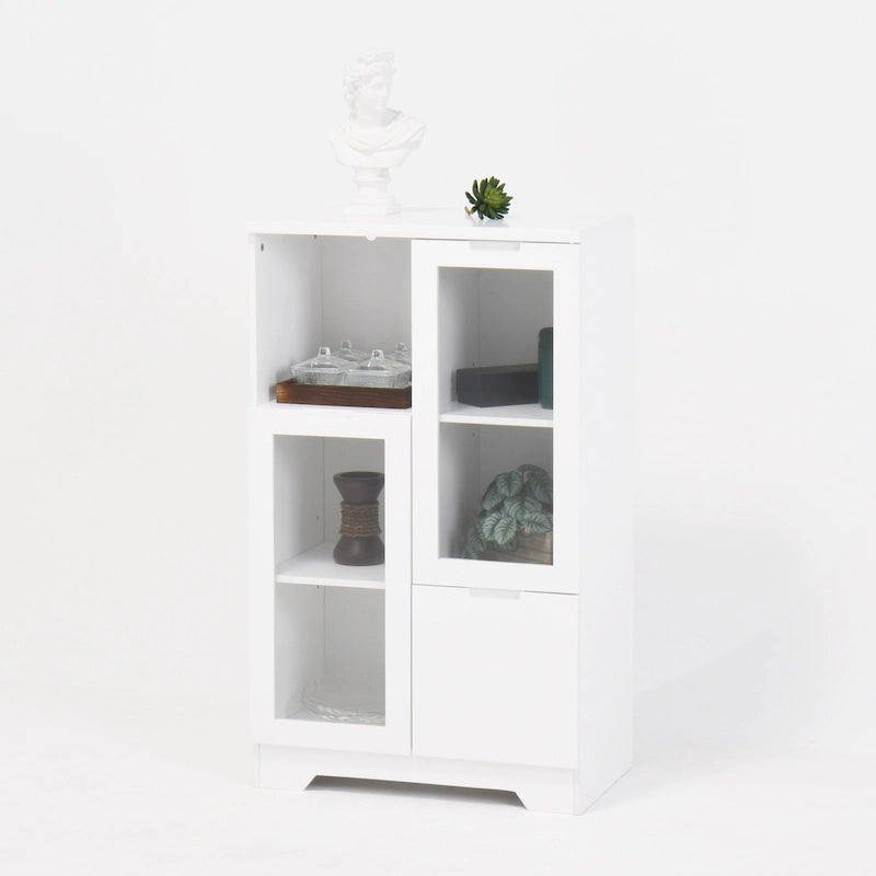 Wooden Floor Cabinet with 2 Glass Doors