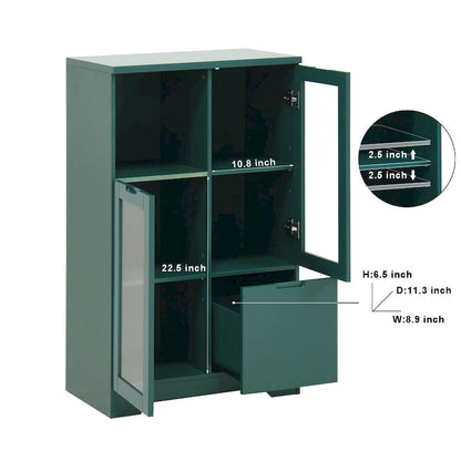 Wooden Floor Cabinet with 2 Glass Doors