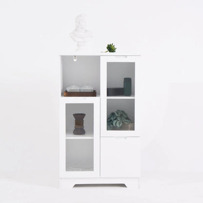 Wooden Floor Cabinet with 2 Glass Doors