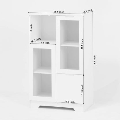 Wooden Floor Cabinet with 2 Glass Doors