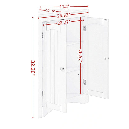 Bathroom Floor Corner Cabinet with Doors and Shelves