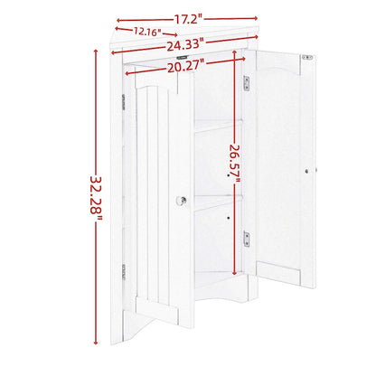 Bathroom Floor Corner Cabinet with Doors and Shelves