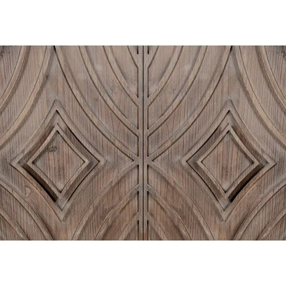 Sideboard Buffet Cabinet with Solid Wood Legs 60 Cabinet with 4 Convex pattern diamond Doors and 2 Shelves