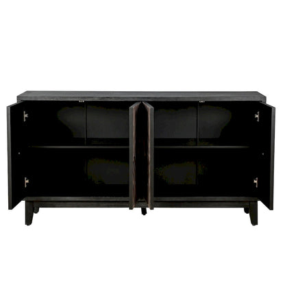 Sideboard Buffet Cabinet with Solid Wood Legs 60 Cabinet with 4 Convex pattern diamond Doors and 2 Shelves