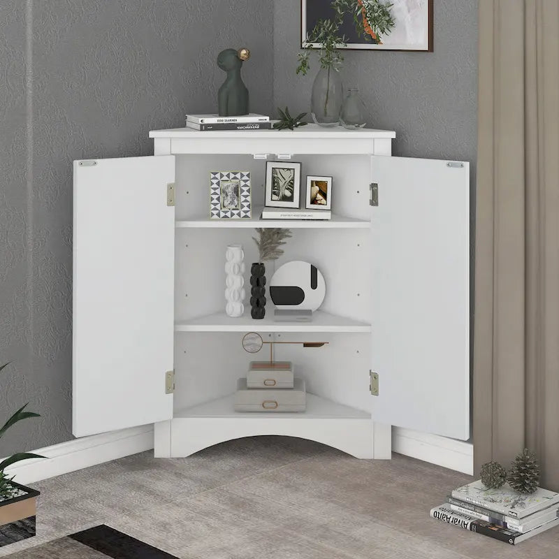 Triangle Bathroom Storage Cabinet with Adjustable Shelves