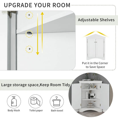 Triangle Bathroom Storage Cabinet with Adjustable Shelves