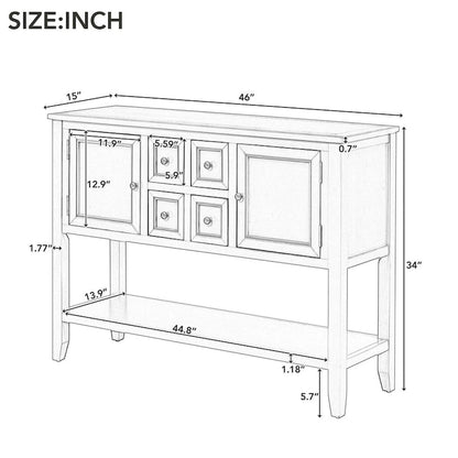 Blue Buffet Sideboard Console Table with Bottom Shelf