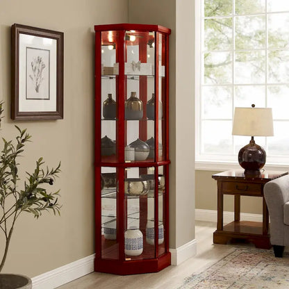 6 Shelf Lighted Corner Curio Cabinet(E26 light bulb not included)