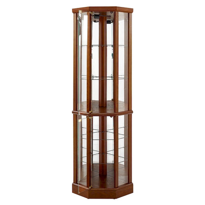 6 Shelf Lighted Corner Curio Cabinet(E26 light bulb not included)