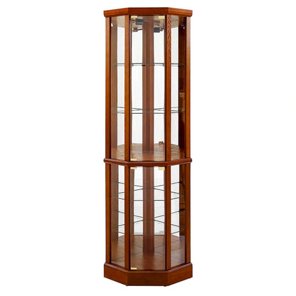 6 Shelf Lighted Corner Curio Cabinet(E26 light bulb not included)