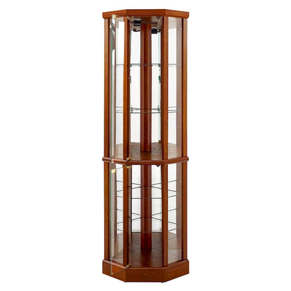6 Shelf Lighted Corner Curio Cabinet(E26 light bulb not included)