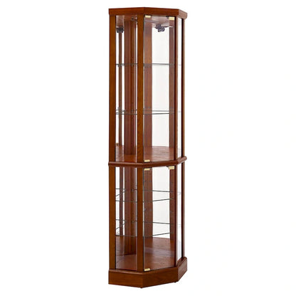 6 Shelf Lighted Corner Curio Cabinet(E26 light bulb not included)